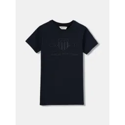 Gant Kids Navy Blue Cotton Embroidered T-Shirt-picture-22