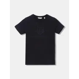 Gant Kids Navy Cotton Embroidered T-Shirt-picture-33