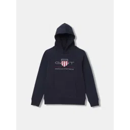 Gant Kids Navy Embroidered Full Sleeves Hoodie-picture-32