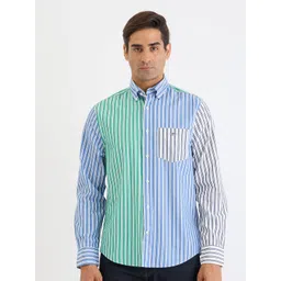 GANT Men Blue Striped Button-Down Collar Opaque Casual Shirt-picture-37