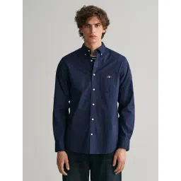 GANT Men Button-Down Collar Classic Poplin Casual Navy Blue Shirt-picture-13