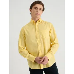 GANT Men Button-Down Regular Sunfaded Voile Casual Yellow Shirt-image-30