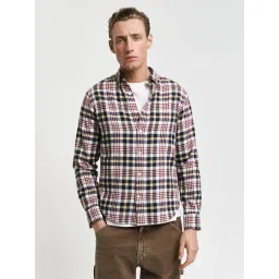 Gant Men Cream Checked Button-Down Collar Full Sleeves Shirt-image-21