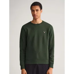 GANT Men Green Solid Regular Fit Sweatshirt-picture-30