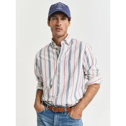 GANT Men Horizontal Stripes Opaque Striped Casual Shirt-picture-38