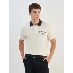 Gant Men Off White Solid Pure Cotton Polo Collar T-Shirt-picture-18