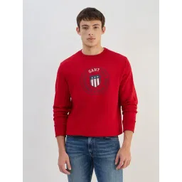 Gant Men Red Solid Round Neck Sweatshirt-picture-43