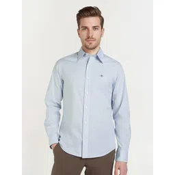 GANT Men Relaxed Slim Fit Solid Spread Collar Cotton Poplin Formal Shirt-picture-16