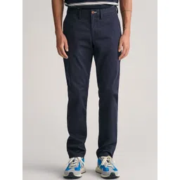 GANT Men Slim Fit Mid-Rise Regular Flat-Front Cotton Chinos Trousers-picture-14