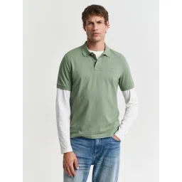 GANT Men Solid Polo Collar Pique Cotton Green T-shirt-picture-27