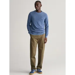 GANT Men Solid Regular Fit Round Neck Pullover Sweater-picture-19