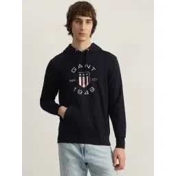 Gant Navy Blue Cotton Regular Fit Printed Hooded Sweatshirt-picture-18