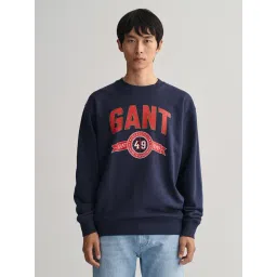 GANT Navy Comfort Fit Round Neck Printed Sweatshirt-picture-31