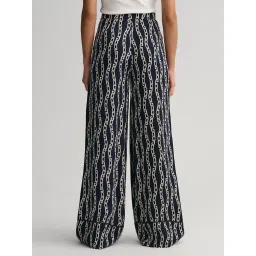 GANT Navy Printed Regular Fit Mid Rise Trousers image 2