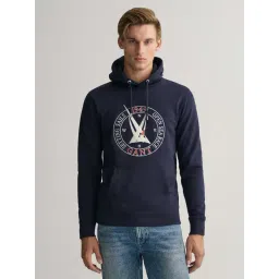GANT Navy Regular Fit Printed Hooded Sweatshirt-picture-14