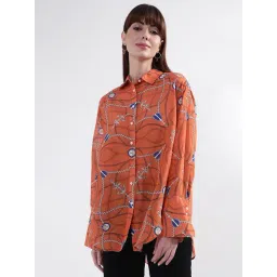 GANT Orange Silk Printed Casual Shirt-picture-23