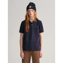 Gant Unisex Blue Solid Collared Short Sleeves Polo T-Shirt-image-45