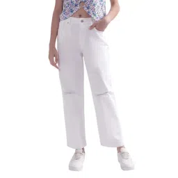 Gant White Cotton Mid Rise Flared Jeans-picture-16