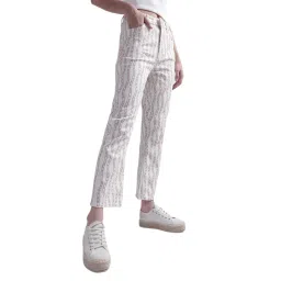 Gant White Cotton Printed Mid Rise Bootcut Jeans image 3