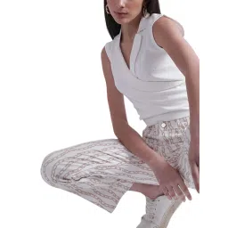 Gant White Cotton Printed Mid Rise Bootcut Jeans image 4