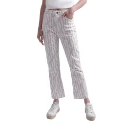 Gant White Cotton Printed Mid Rise Bootcut Jeans image 1