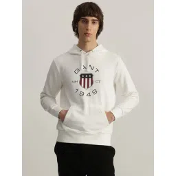 Gant White Cotton Regular Fit Printed Hooded Sweatshirt-picture-14