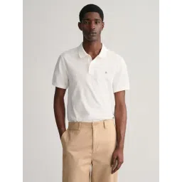 GANT White Regular Fit Solid Polo T-Shirt-picture-25