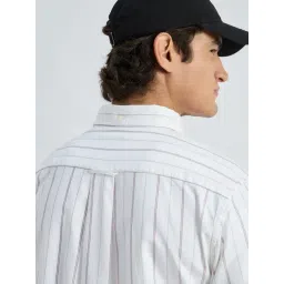 GANT White Regular Fit Striped Shirt image 5