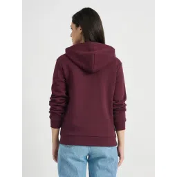 GANT Women Wine Tonal Shield Zip Hooded Sweatshirt image 2