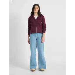 GANT Women Wine Tonal Shield Zip Hooded Sweatshirt image 3