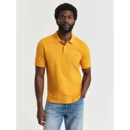 GANT Yollow Pure Cotton Regular Fit Solid Polo T-Shirt-picture-47