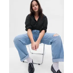 Gap Black Cotton Solid Long Sleeves Shirt image 4