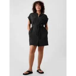 GAP Black Cotton Solid Short Sleeves Dress-picture-17