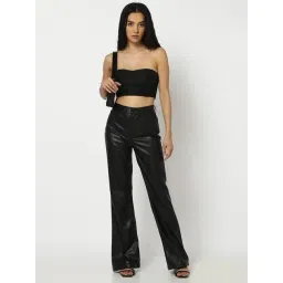 Gap Black Polyester Solid Relaxed Fit High Rise Trousers-picture-43