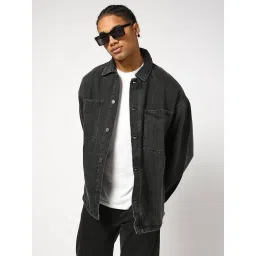 GAP Black Relaxed Fit Solid Jacket image 3