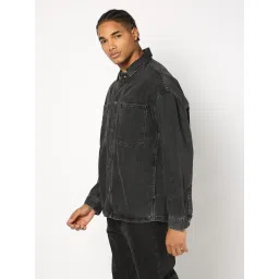 GAP Black Relaxed Fit Solid Jacket image 4