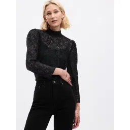 GAP Black Solid Long Sleeves Lace Top-picture-39