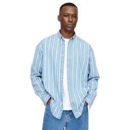 GAP Blue Cotton Loose Fit Striped Shirt-picture-36