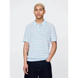 GAP Blue Cotton Regular Fit Striped T-Shirt-picture-43