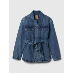 GAP Blue Cotton Solid Long Sleeves Denim Shacket-picture-44