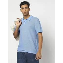 GAP Blue Regular Fit Solid Polo T-Shirt-picture-42