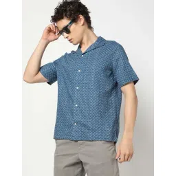 GAP Blue Short Sleeves Regular Fit Printed Shirt-picture-36