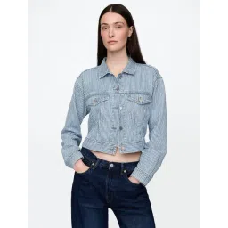 GAP Blue Slim Fit Striped Jacket-picture-17