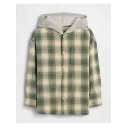 GAP Boys Checked Pyre Cotton Hooded Relaxed Fit Shirt-picture-36