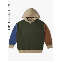 GAP Boys Green Blended Colourblocked Hoodie-picture-41
