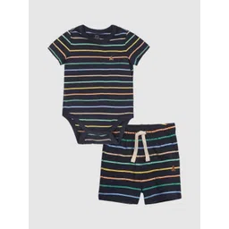 GAP Boys Mid-Rise Striped Regular Fit Pure-Cotton Shorts-image-41