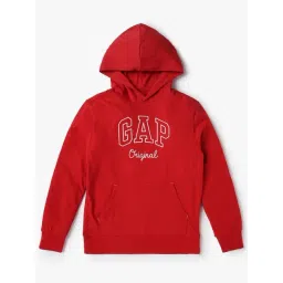 GAP Boys Red Cotton Embroidered Hooded Sweatshirt-picture-20