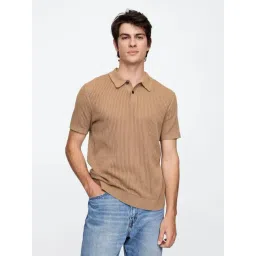 GAP Brown Cotton Regular Fit Stripes Polo T-Shirt-picture-35