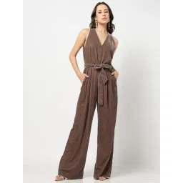 Gap Brown Polyester Solid Sleeveless Jumpsuit-picture-43
