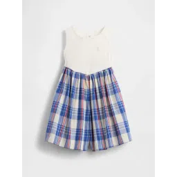GAP Girls Blue Cotton Checks Rompers-picture-40